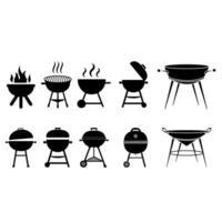 bbq icona vettore impostare. griglia illustrazione cartello collezione. picnic simbolo o logo.