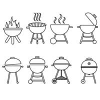 bbq icona vettore impostare. griglia illustrazione cartello collezione. picnic simbolo o logo.