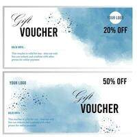 blu eleganza acquerello regalo voucher; tagliando modello adatto per salone, terme, ristorante, moda memorizzare vettore