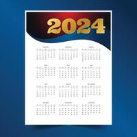 ondulato stile 2024 mensile progettista calendario modello un' stampabile design vettore
