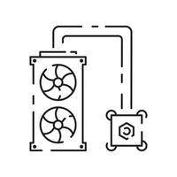 computer hardware linea icona. grafico carta o processore e ariete. gpu o processore e più fresco. Astuccio con scheda madre. vettore ssd cavo con fan. computer particolari.