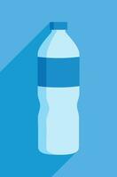 vettore illustrazione di un' acqua bottiglia contro un' blu sfondo nel piatto stile.