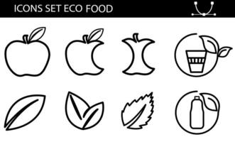 linea icona impostato di salutare cibo, vegano cibo. contiene come icone come lattosio, glutine e zucchero gratuito, non OGM, palma olio e Di più, icone collezione vettore