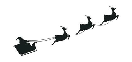 buio silhouette di Santa Claus equitazione nel un' slitta. Natale design elemento. isolato su bianca. vettore