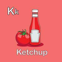 vettore illustrazione di ketchup flashcard alfabeto per bambini