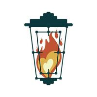 illustrazione di un' lanterna con un' a forma di cuore luce. San Valentino giorno. romantico Immagine. vettore illustrazione nel piatto stile