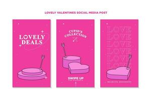 di moda contemporaneo rosa stile con giocoso bello Cupido San Valentino giorno promozione tema modello nel un' impostato per striscione, alimentazione, sfondo e Annunci vettore