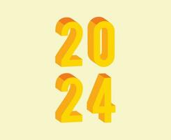 2024 contento nuovo anno astratto giallo grafico design vettore logo simbolo illustrazione