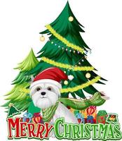 font di buon natale con il cane west highland white terrier vettore