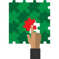 vettore piatto stile di mano diapositiva rosso puzzle in spazio su bianca sfondo, rischio e debolezze punto, associazione problema risolvere soluzione concetto, copia spazio per testo, modificabile forma e oggetto