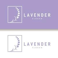 lavanda logo elegante viola fiore pianta illustrazione floreale ornamento design vettore