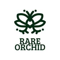 raro orchidea verde natura logo concetto design illustrazione vettore