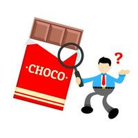 uomo d'affari lavoratore e cioccolato caramella bar merenda cartone animato scarabocchio piatto design stile vettore illustrazione