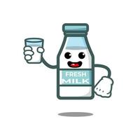 carino latte bottiglia cartone animato personaggio vettore