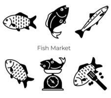 icona del glifo di pesce vettore