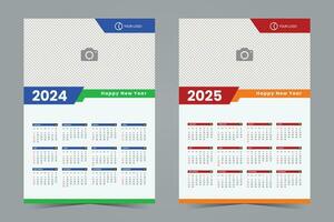 2024 e 2025 parete calendario design modello. scrivania calendario vettore per aziendale