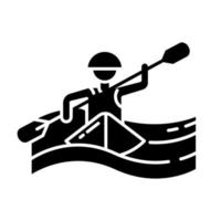 icona del glifo in kayak vettore