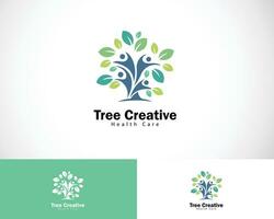 creativo albero logo Salute cura persone natura yoga design moderno verde partire vettore