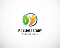 fisioterapia logo design creativo natura vettore