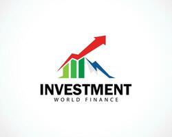 investimento logo creativo simbolo freccia diagramma crescita attività commerciale finanza concetto montagna vettore