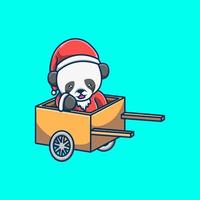 cartone animato di natale panda. perfetto per l'evento della mascotte di Natale vettore