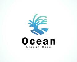 oceano logo creativo albero spiaggia mare onda logo design vettore