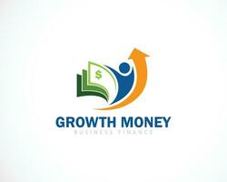 crescita i soldi logo creativo finanziario su simbolo freccia icona concetto investimento persone vettore