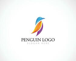 pinguino logo creativo uccello animale colore pendenza moderno vettore