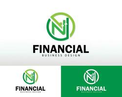 finanziario logo creativo emblema design concetto idea lettera n, crescita attività commerciale vettore