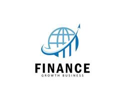 finanza mondo logo creativo mercato crescita attività commerciale simbolo nel freccia investimento design concetto diagramma vettore