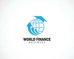 mondo finanza logo creativo crescita attività commerciale freccia design concetto formazione scolastica vettore