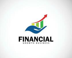 finanziario cura logo creativo crescita diagramma attività commerciale design concetto freccia simbolo mano vettore