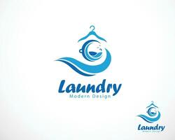 lavanderia logo creativo pulito Abiti design concetto creativo vettore