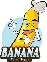 Banana logo, Banana mascotte, Banana design per il tuo attività commerciale vettore