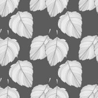 senza soluzione di continuità modello con foderato lineamenti di albero le foglie. grigio e bianca design. Stampa, tessile, modello, vettore