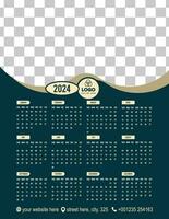 calendario design 2024, unico disegno, minimalista design vettore