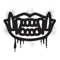 il barong denti bocca graffiti era disegnato con nero spray dipingere vettore