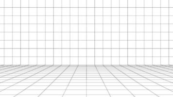 scatola da parete digitale sfondo bianco con superficie di colore della linea dello spazio della griglia nera. tecnologia informatica di rete. banner, copertina, terreno, fantascienza, wireframe e relativi allo sfondo. vettore
