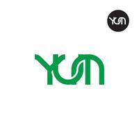 lettera yum monogramma logo design vettore