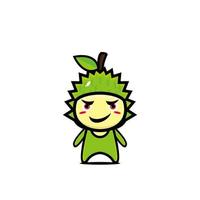 simpatico cartone animato sorridente personaggio durian. illustrazione del personaggio dei cartoni animati di stile piano di kawaii di vettore. isolato su sfondo bianco vettore