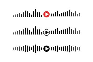 suono onda icona, Podcast giocatore interfaccia, musica simbolo, suono onda, Caricamento in corso progresso bar e pulsanti. vettore