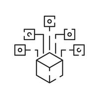 blockchain vettore linea concetto icona o logo elemento. tecnologia e i soldi finanza.