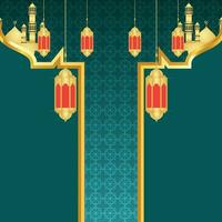 meraj un nabi islamico telaio con lanterna Ramadan kareem Arabo confine aviatore manifesto design vettore