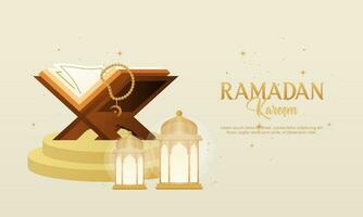 realistico islamico Ramadan kareem celebrazione sfondo con Arabo ornamenti vettore