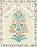 tradizionale indiano Mughal pianta illustrazione. botanico floreale etnico motivo. vettore