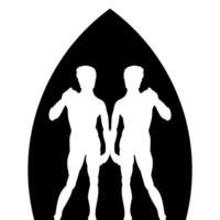 maglietta design di il silhouette di Due nudo giovane uomini nel un ogivale forma. david di michelangelo, città di Firenze. vettore