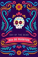 sfondo dia de muertos verticale. giorno dei morti design piatto illustrazione vettore