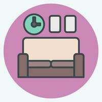 icona divano. relazionato per casa decorazione simbolo. colore compagno stile. semplice design modificabile. semplice illustrazione vettore