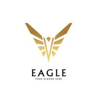 d'oro forte aquila falco falco monogramma distintivo logo design vettore
