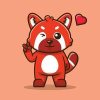 carino rosso panda tranquillo, calmo posa vettore cartone animato illustrazione